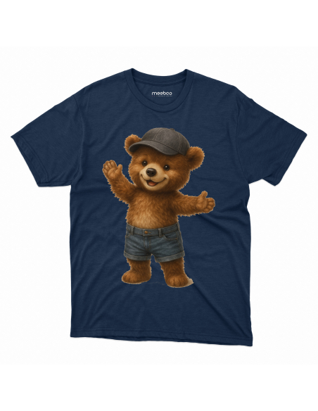 Koszulka Dziecięca "Witający się miś" Czarna | 100% Bawełna