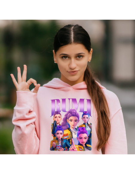 Bluza kangurek Dziecięca KPop "Rumi" Różowa | 100% Bawełna