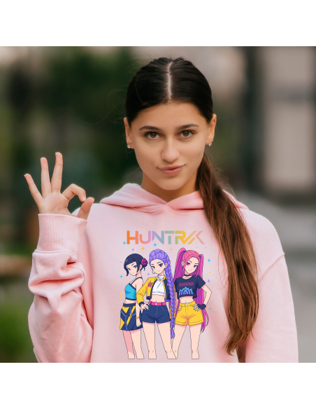 Bluza kangurek Dziecięca dla fanów KPop "HUNTER/X" Różowa | 100% Bawełna