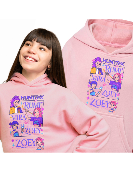Bluza kangurek Dziecięca dla fanów KPop "HUNTER/X - Rumi, Mira, Zoey" Różowa | 100% Bawełna