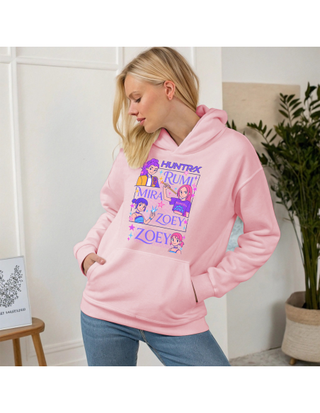 Bluza kangurek Dziecięca dla fanów KPop "HUNTER/X - Rumi, Mira, Zoey" Różowa | 100% Bawełna