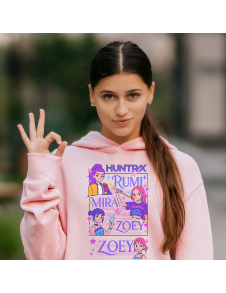 Bluza kangurek Dziecięca dla fanów KPop "HUNTER/X - Rumi, Mira, Zoey" Różowa | 100% Bawełna