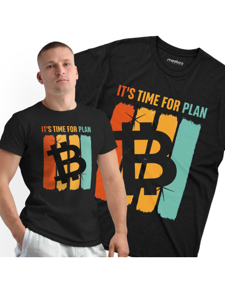 Koszulka Męska "Bitcoin Plan" Czarna | 100% Bawełna