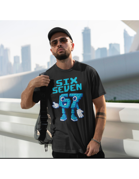 Koszulka Męska "Six Seven" Czarna | 100% Bawełna