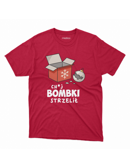 Koszulka Męska świąteczna "No i ch*j bombki strzelił" Czarna | 100% Bawełna