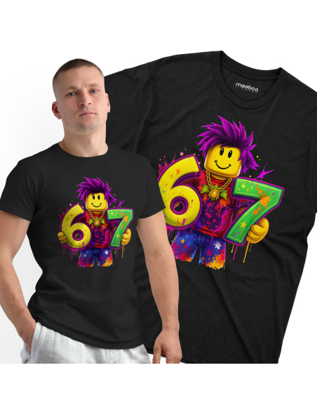 Koszulka Męska "Six Seven Roblox" Czarna | 100% Bawełna