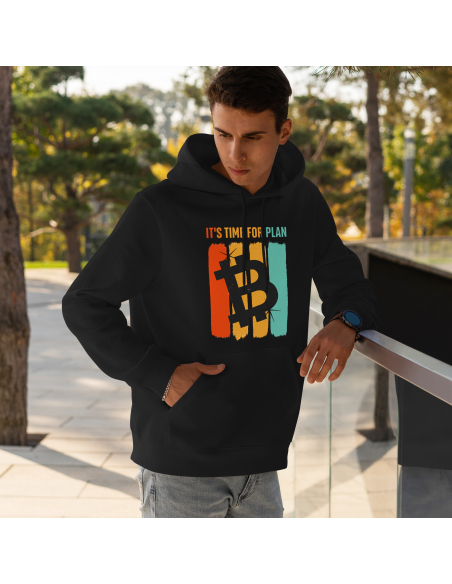 Bluza Męska Bitcoin "It's time for plan" Czarna | 100% Bawełna