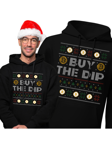 Bluza Męska Bitcoin "Buy the dip" Czarna | 100% Bawełna