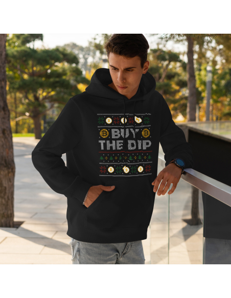 Bluza Męska Bitcoin "Buy the dip" Czarna | 100% Bawełna