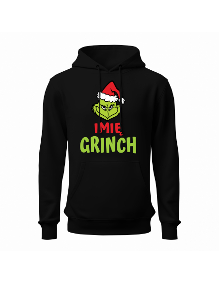 Bluza Męska świąteczna "Twoje Imię Grinch" Czarna | 100% Bawełna