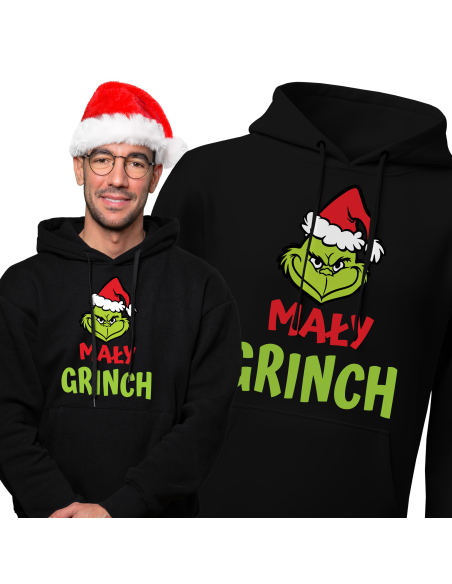 Bluza Męska świąteczna "Mały Grinch" Czarna | 100% Bawełna