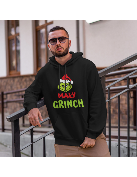 Bluza Męska świąteczna "Mały Grinch" Czarna | 100% Bawełna