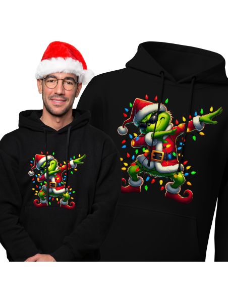 Bluza Męska świąteczna "Grinch mikołaj" Czarna | 100% Bawełna