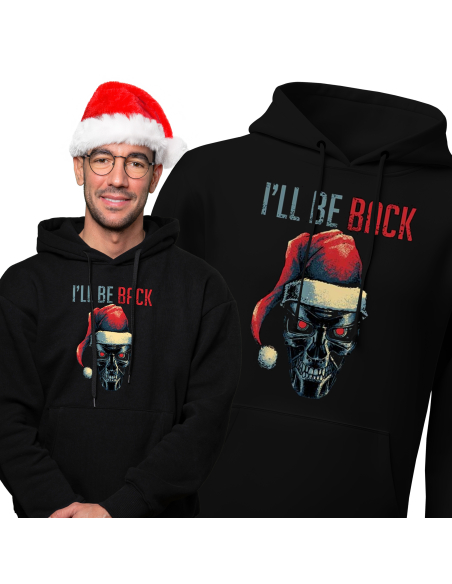 Bluza Męska świąteczna "I'll be back" Czarna | 100% Bawełna