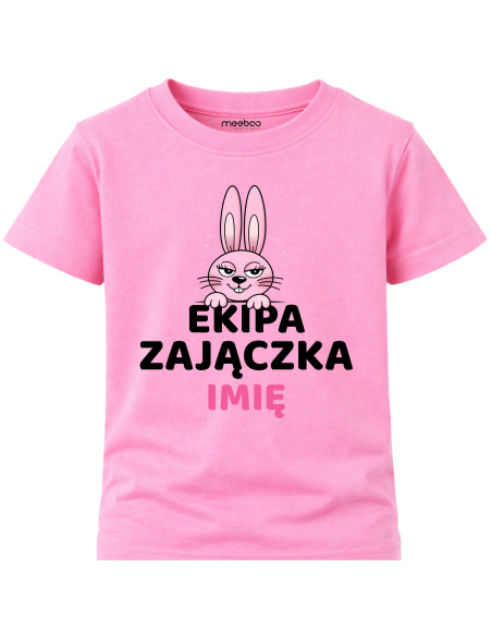Koszulka Wielkanocna Dziewczęca Ekipa Zajączka z Imieniem Prezent