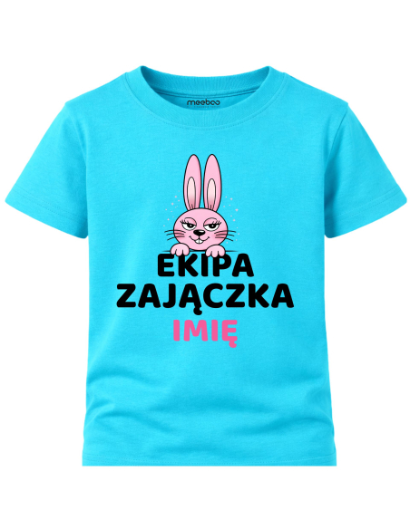 Koszulka Wielkanocna Dziewczęca Ekipa Zajączka z Imieniem Prezent