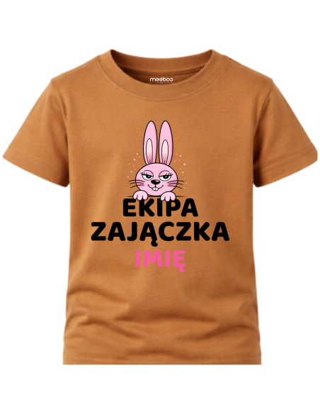 Koszulka Wielkanocna Dziewczęca Ekipa Zajączka z Imieniem Prezent