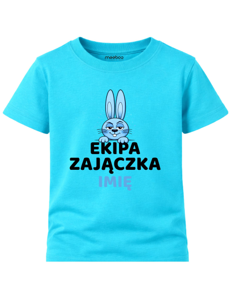 Koszulka Wielkanocna Chłopięca Ekipa Zajączka z Imieniem Prezent