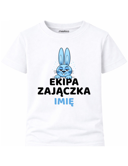 Koszulka Wielkanocna Chłopięca Ekipa Zajączka z Imieniem Prezent