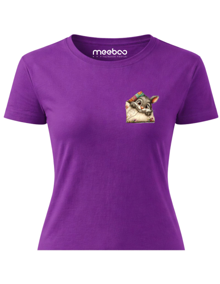 Koszulka Damska Wielkanocna Królik w Kieszeni Cute T-Shirt