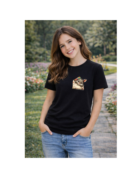 Koszulka Damska Wielkanocna Królik w Kieszeni Cute T-Shirt
