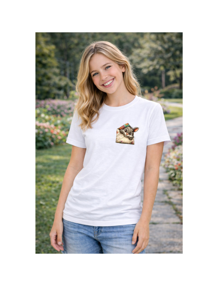 Koszulka Damska Wielkanocna Królik w Kieszeni Cute T-Shirt