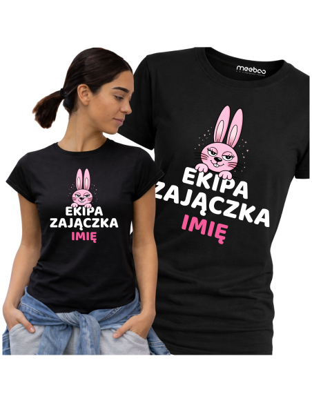 Koszulka Damska Wielkanocna Ekipa Zajączka z Imieniem