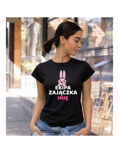 Koszulka Damska Wielkanocna Ekipa Zajączka z Imieniem