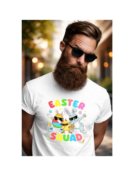 Koszulka Męska Easter Squad Wielkanocna Królik Pisanki