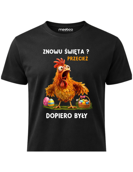 Koszulka Męska Wielkanocna Znowu Święta Śmieszna Kura