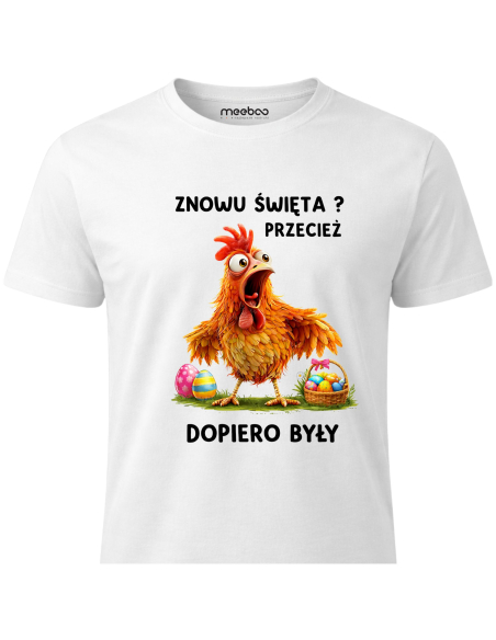 Koszulka Męska Wielkanocna Znowu Święta Śmieszna Kura
