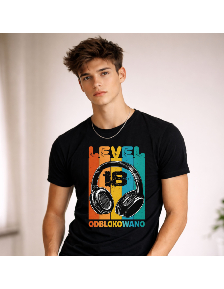 Koszulka Męska młodzieżowa Level 18 Odblokowano !