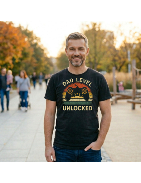 Koszulka Męska Dad Level Unlocked