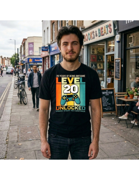 Koszulka Męska młodzieżowa Level 20 Unlocked