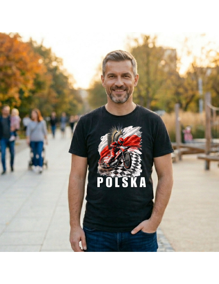 Koszulka Męska Polska Husaria Żużel Flaga