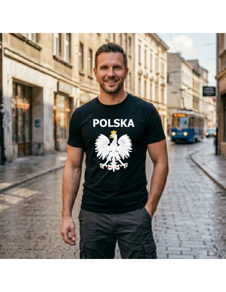 Koszulka Męska Godło Polski Z Napisem Polska