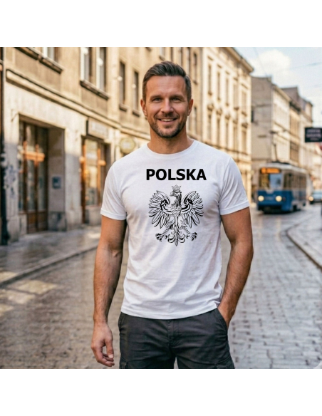 Koszulka Męska Godło Polski Z Napisem Polska