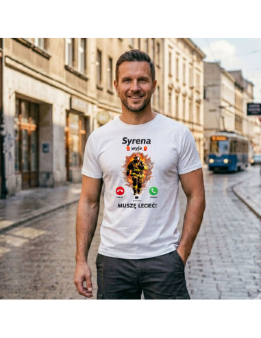 Koszulka Męska Strażacka Syrena Wyje
