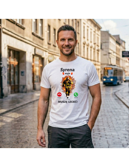Koszulka Męska Strażacka Syrena Wyje