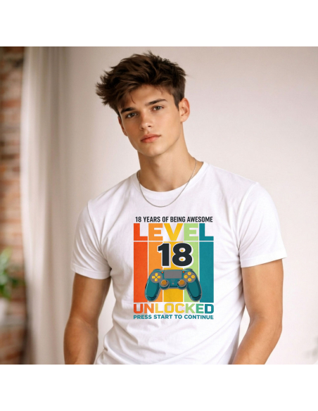 Koszulka Męska młodzieżowa Level 18 Odblokowano!