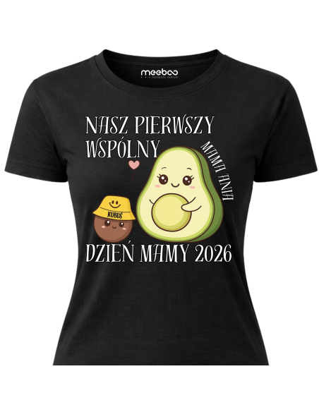 Koszulka Damska Czarna - nasz pierwszy dzień mamy