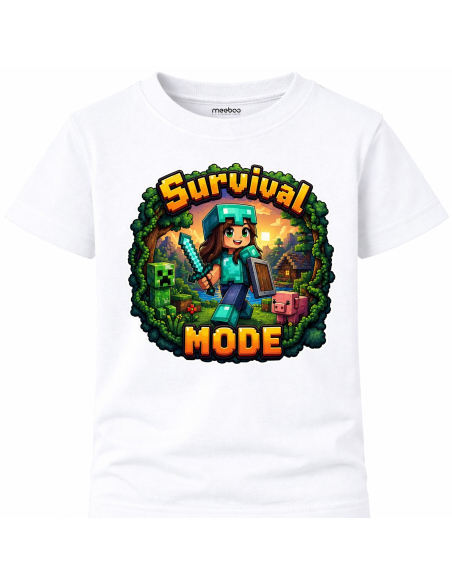 Koszulka Dziecięca Dla Dziewczynki - Survival Mode Minecraft