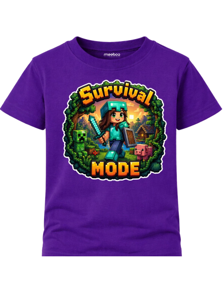 Koszulka Dziecięca Dla Dziewczynki - Survival Mode Minecraft