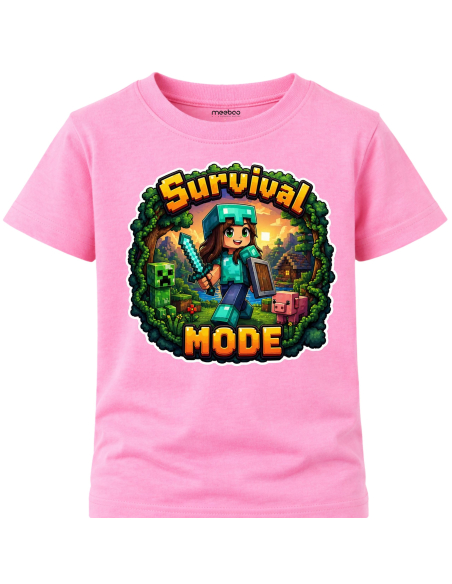 Koszulka Dziecięca Dla Dziewczynki - Survival Mode Minecraft