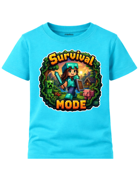 Koszulka Dziecięca Dla Dziewczynki - Survival Mode Minecraft