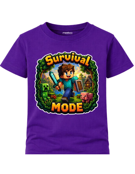 Koszulka Dziecięca Dla Chłopca - Survival Mode Minecraft
