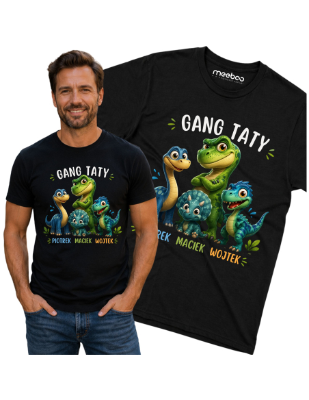 Koszulka Męska - Gang Taty Dinozaury