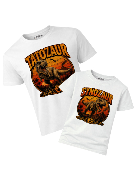 Zestaw Koszulka Męska + Dziecięca - Tatozaur - Synozaur Vintage Retro