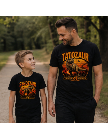 Zestaw Koszulka Męska + Dziecięca - Tatozaur - Synozaur Vintage Retro