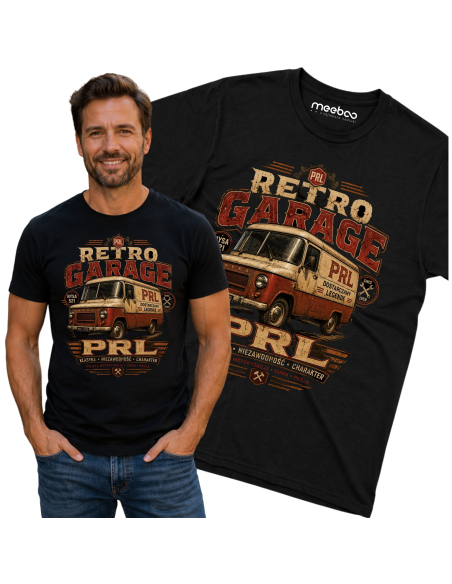 Koszulka Męska - Retro Garage PRL Motoryzacyjna